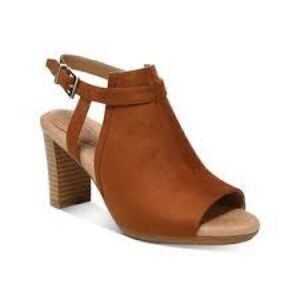 Women’s Giani Bernini Alessio Brown Peep Toe Block Heel Buckle Booties Size 11!